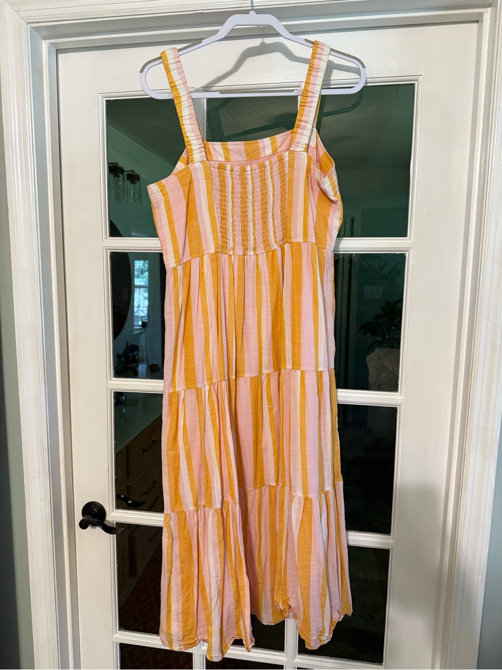 Women’s Yellow & White Striped Midi Sundress - Picture 2 of 4